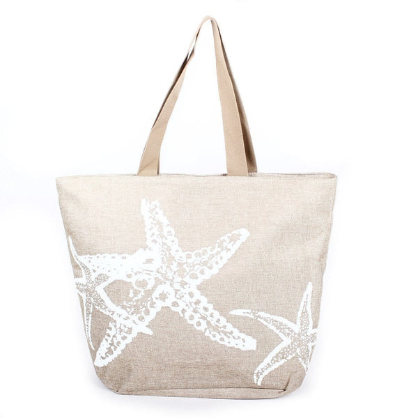 B737 Starfish Printed Large Beach Tote Bag - MiMi Wholesale