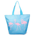 B797 Pink Flamingo Printed Large Beach Tote Bag - MiMi Wholesale