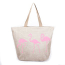 B797 Pink Flamingo Printed Large Beach Tote Bag - MiMi Wholesale