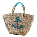 B803 Anchor Applique Natural Straw Tote/Beach Bag - MiMi Wholesale