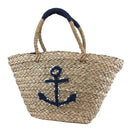 B803 Anchor Applique Natural Straw Tote/Beach Bag - MiMi Wholesale