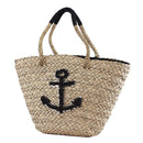 B803 Anchor Applique Natural Straw Tote/Beach Bag - MiMi Wholesale