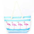 B809 Flamingos Printed Large Beach Tote Bag - MiMi Wholesale