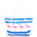 B809 Flamingos Printed Large Beach Tote Bag - MiMi Wholesale