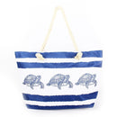 B810 Striped Turtle Printed Large Beach Tote Bag - MiMi Wholesale