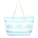 B810 Striped Turtle Printed Large Beach Tote Bag - MiMi Wholesale