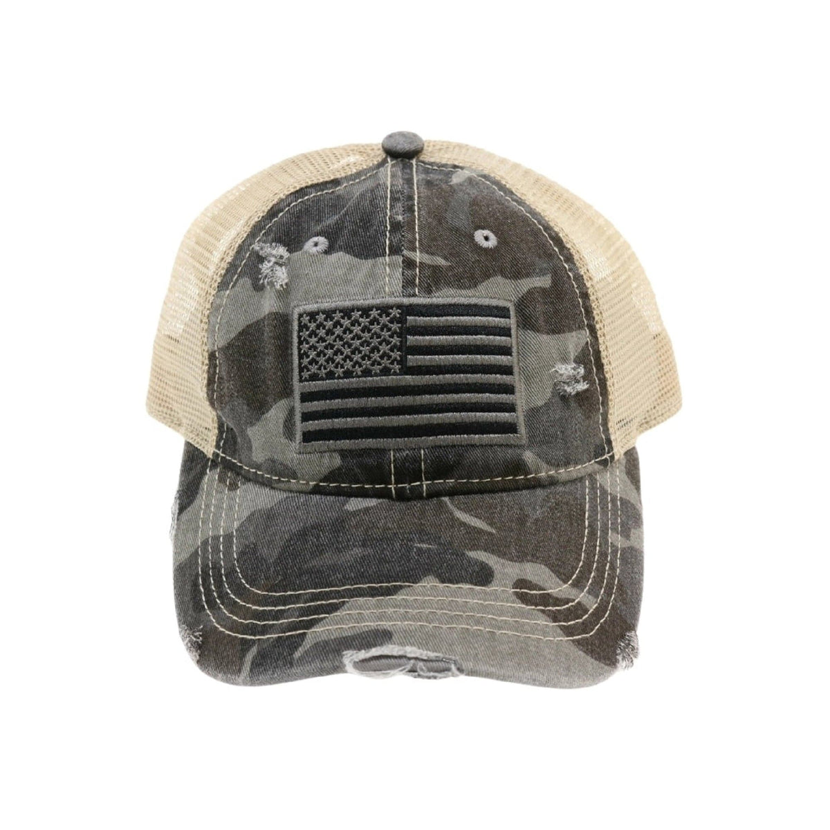 BA915 USA Flag Camouflage Mesh Back Baseball Cap - MiMi Wholesale