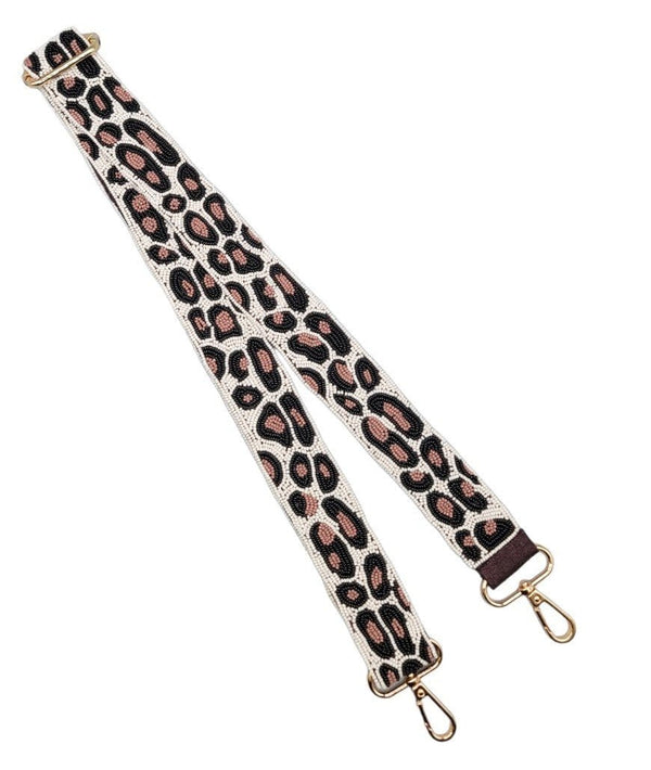 BAS002 Beaded Leopard Guitar Strap - MiMi Wholesale