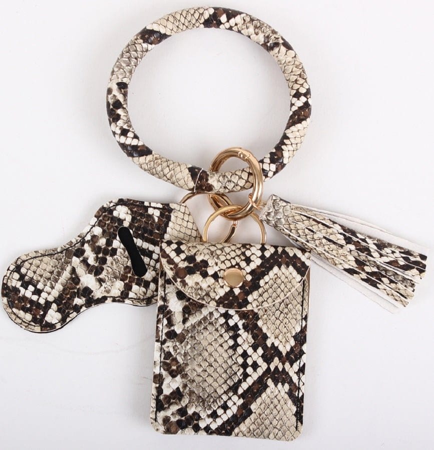 BB139X127DK Snake Skin Bangle/Key-Chain Card and Chapstick Holder - MiMi Wholesale
