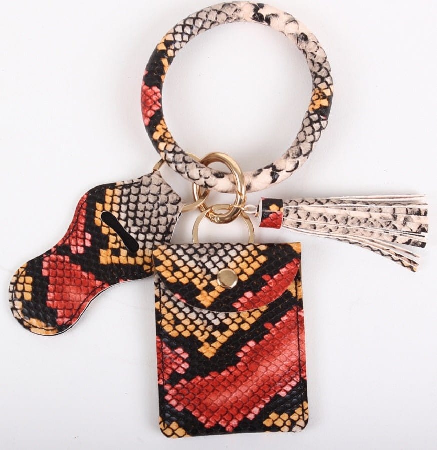 BB139X127FD Snake Skin Bangle/Key-Chain Card and Chapstick Holder - MiMi Wholesale