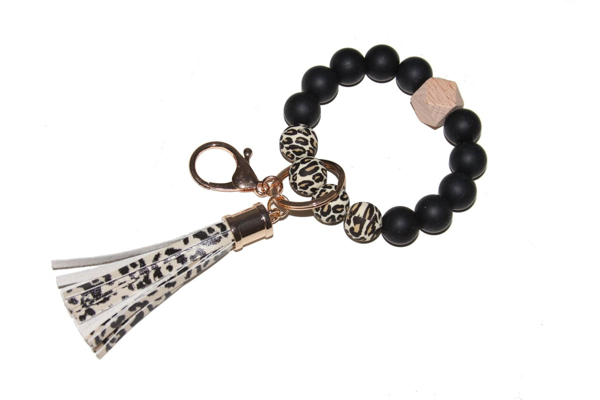 BB139X131 Animal Print Silicone Beaded Keyring/Keychain Bracelet - MiMi Wholesale