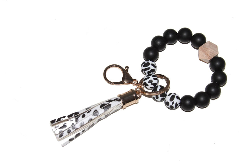 BB139X131 Animal Print Silicone Beaded Keyring/Keychain Bracelet - MiMi Wholesale