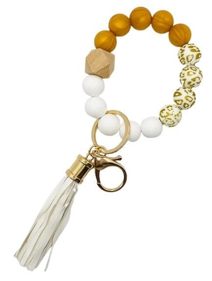 BB139X131 Animal Print Silicone Beaded Keyring/Keychain Bracelet - MiMi Wholesale
