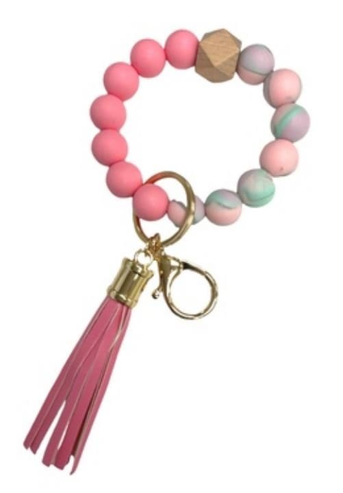 BB139x166 Tie Dye Silicone Beaded Keyring/Keychain Bracelet - MiMi Wholesale