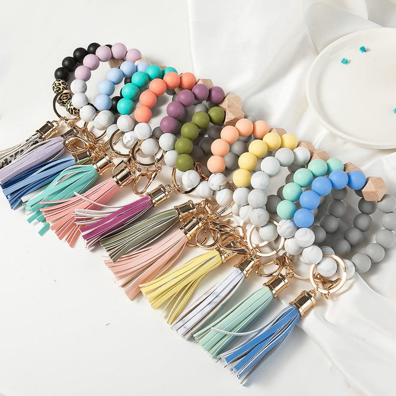 BB139x166 Tie Dye Silicone Beaded Keyring/Keychain Bracelet - MiMi Wholesale
