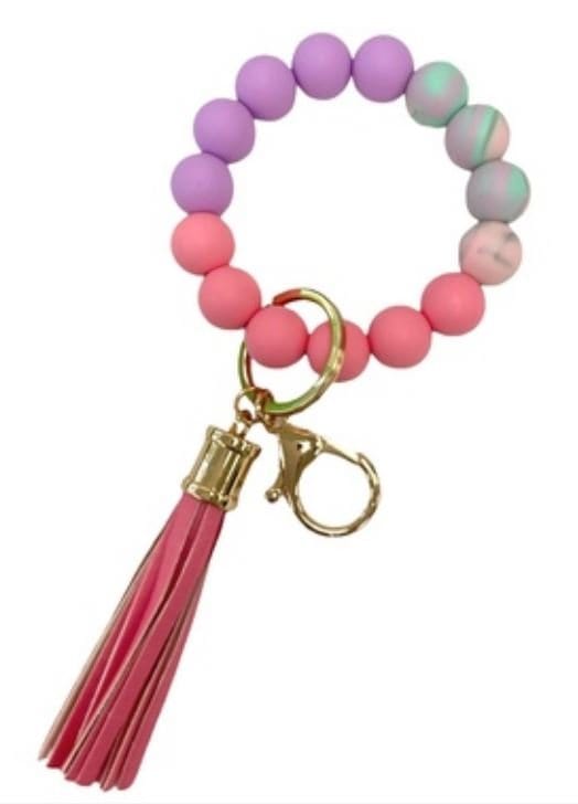 BB139X169 Theme Silicone Beaded Keyring/Keychain Bracelet - MiMi Wholesale