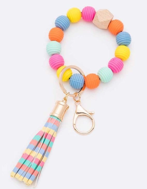 BB139X180 Silicone Ribbed Beaded Keychain Bracelet - MiMi Wholesale