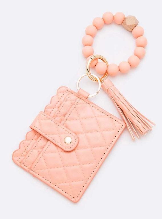 BB139X181 Jessica Quilted Beaded Keychain Bracelet Wallet - MiMi Wholesale
