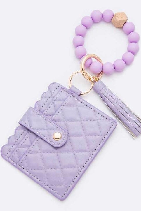 BB139X181 Jessica Quilted Beaded Keychain Bracelet Wallet - MiMi Wholesale