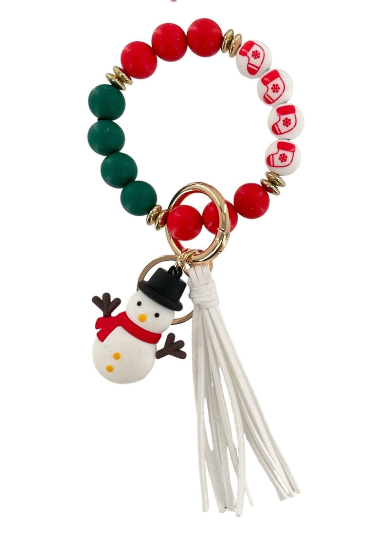 BB139X184 Silicone Beaded Christmas Keychain Bracelet - MiMi Wholesale