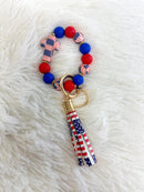 BB139X187 Silicone Beaded Pattern Cross Keychain Bracelet - MiMi Wholesale