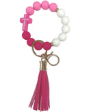 BB139X188 Silicone Beaded Jesus Cross Keychain Bracelet - MiMi Wholesale