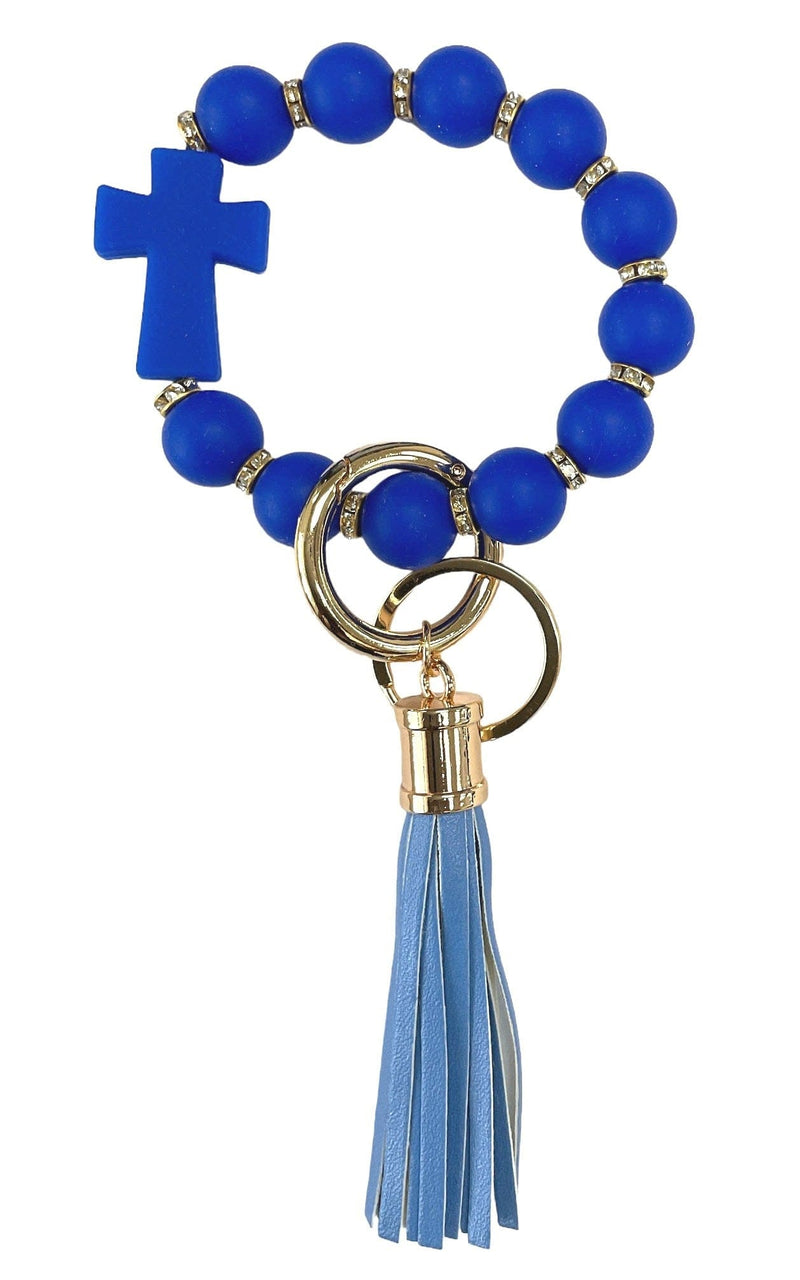 BB139x191 Silicone Beaded Cross Keychain Bracelet - MiMi Wholesale