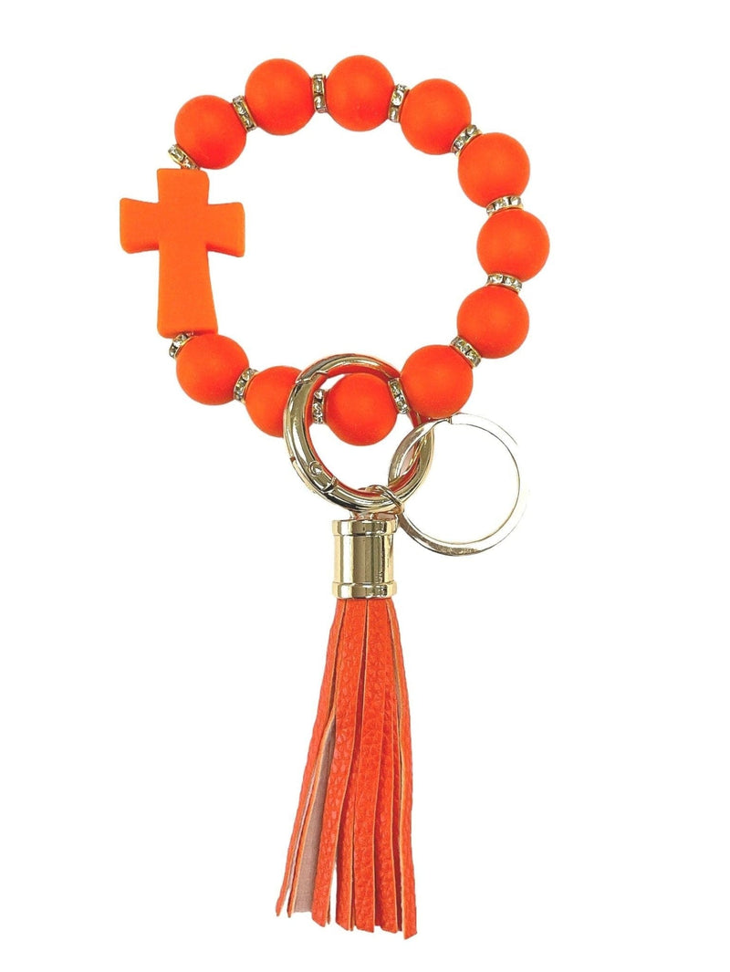 BB139x191 Silicone Beaded Cross Keychain Bracelet - MiMi Wholesale
