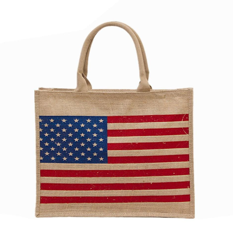 BG283X005AM American Flag Jute bag - MiMi Wholesale