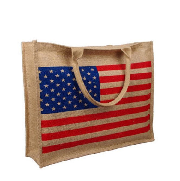 BG283X005AM American Flag Jute bag - MiMi Wholesale