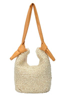 BGA2745 Liza Leather Handle Straw Tote Bag - MiMi Wholesale