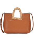 BGA3078 Wicker/Rattan Handle 2-in-1 Tote - MiMi Wholesale