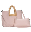 BGA3078 Wicker/Rattan Handle 2-in-1 Tote - MiMi Wholesale