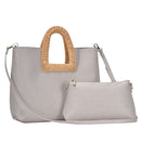 BGA3078 Wicker/Rattan Handle 2-in-1 Tote - MiMi Wholesale