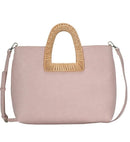 BGA3078 Wicker/Rattan Handle 2-in-1 Tote - MiMi Wholesale