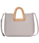 BGA3078 Wicker/Rattan Handle 2-in-1 Tote - MiMi Wholesale