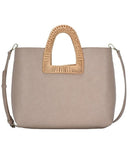 BGA3078 Wicker/Rattan Handle 2-in-1 Tote - MiMi Wholesale