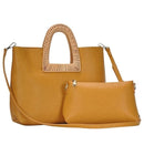 BGA3078 Wicker/Rattan Handle 2-in-1 Tote - MiMi Wholesale