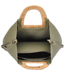 BGA3078 Wicker/Rattan Handle 2-in-1 Tote - MiMi Wholesale