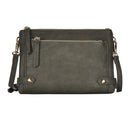 BGA3374 Double Compartment Zipper Crossbody w/ Studded Accent - MiMi Wholesale