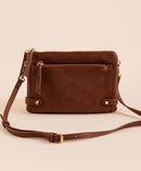 BGA3374 Double Compartment Zipper Crossbody w/ Studded Accent - MiMi Wholesale