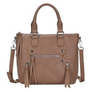 BGA3382(BK) Zipper Deco. Super Soft Top Handle Handbag/Satchel - MiMi Wholesale