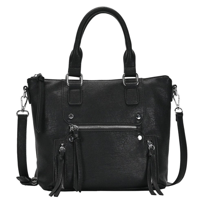 BGA3382(BK) Zipper Deco. Super Soft Top Handle Handbag/Satchel - MiMi Wholesale