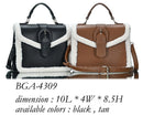 BGA4309 Sherpa Trim Buckle Satchel Crossbody - MiMi Wholesale