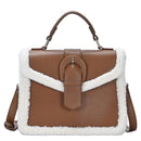 BGA4309 Sherpa Trim Buckle Satchel Crossbody - MiMi Wholesale
