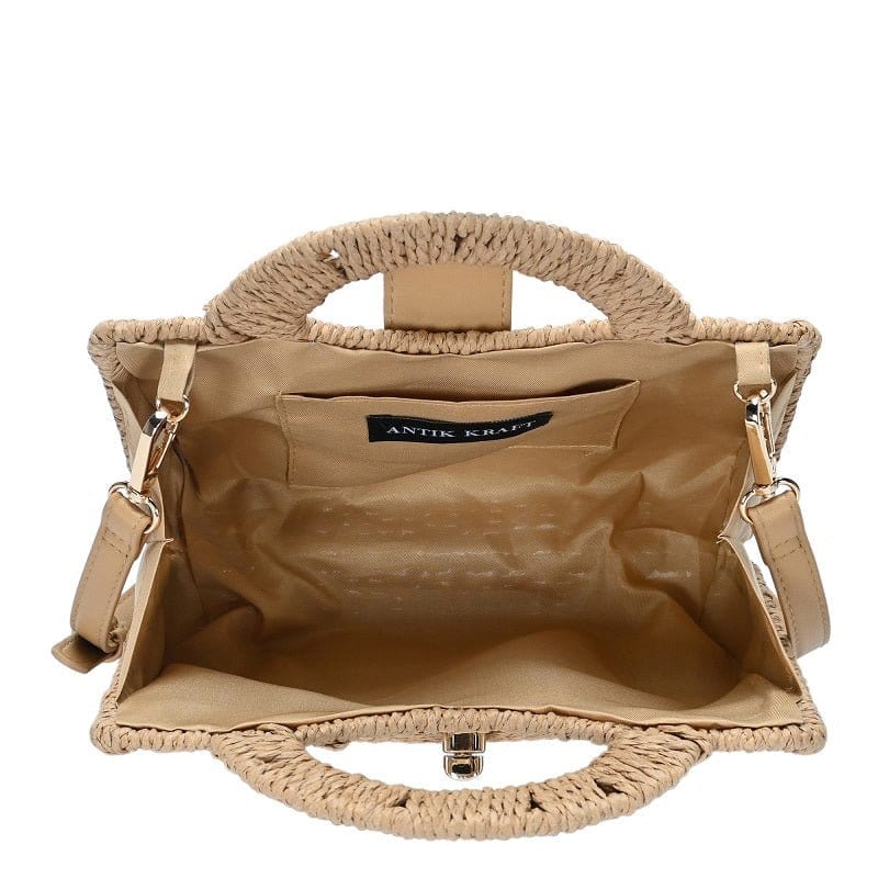 BGA5126 Stylish Straw Satchel Tote Bag - MiMi Wholesale