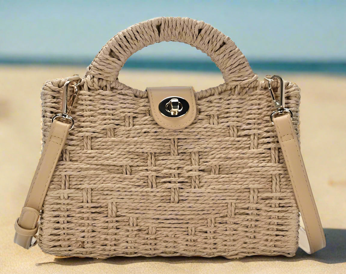 BGA5126 Stylish Straw Satchel Tote Bag - MiMi Wholesale