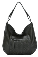 BGA6332 Josephine Studded Woven Detail Hobo Bag - MiMi Wholesale