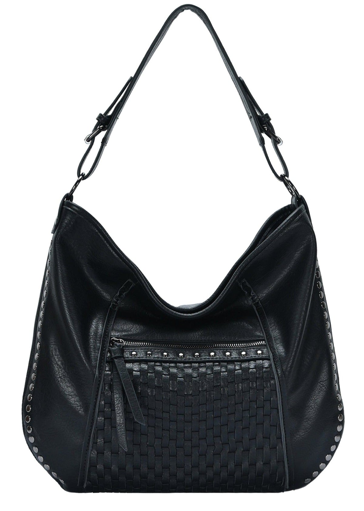 BGA6332 Josephine Studded Woven Detail Hobo Bag - MiMi Wholesale