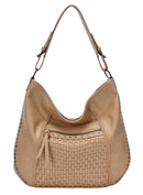 BGA6332 Josephine Studded Woven Detail Hobo Bag - MiMi Wholesale